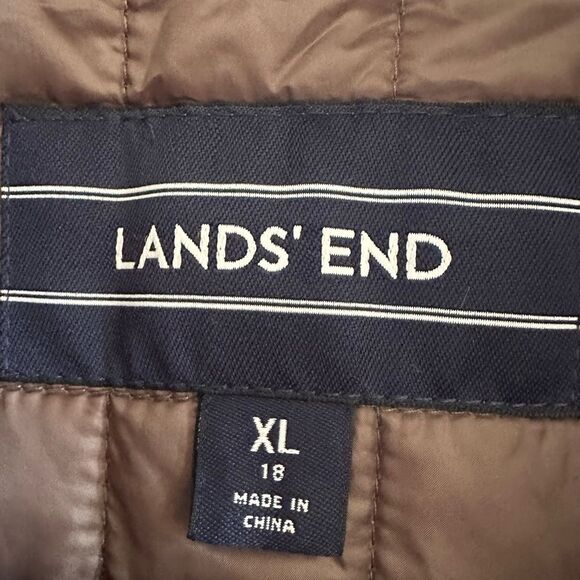 Lands' End Womens Quilted Insulated Lightweight Barn Chore Jacket, Brown Size XL - Picture 7 of 10